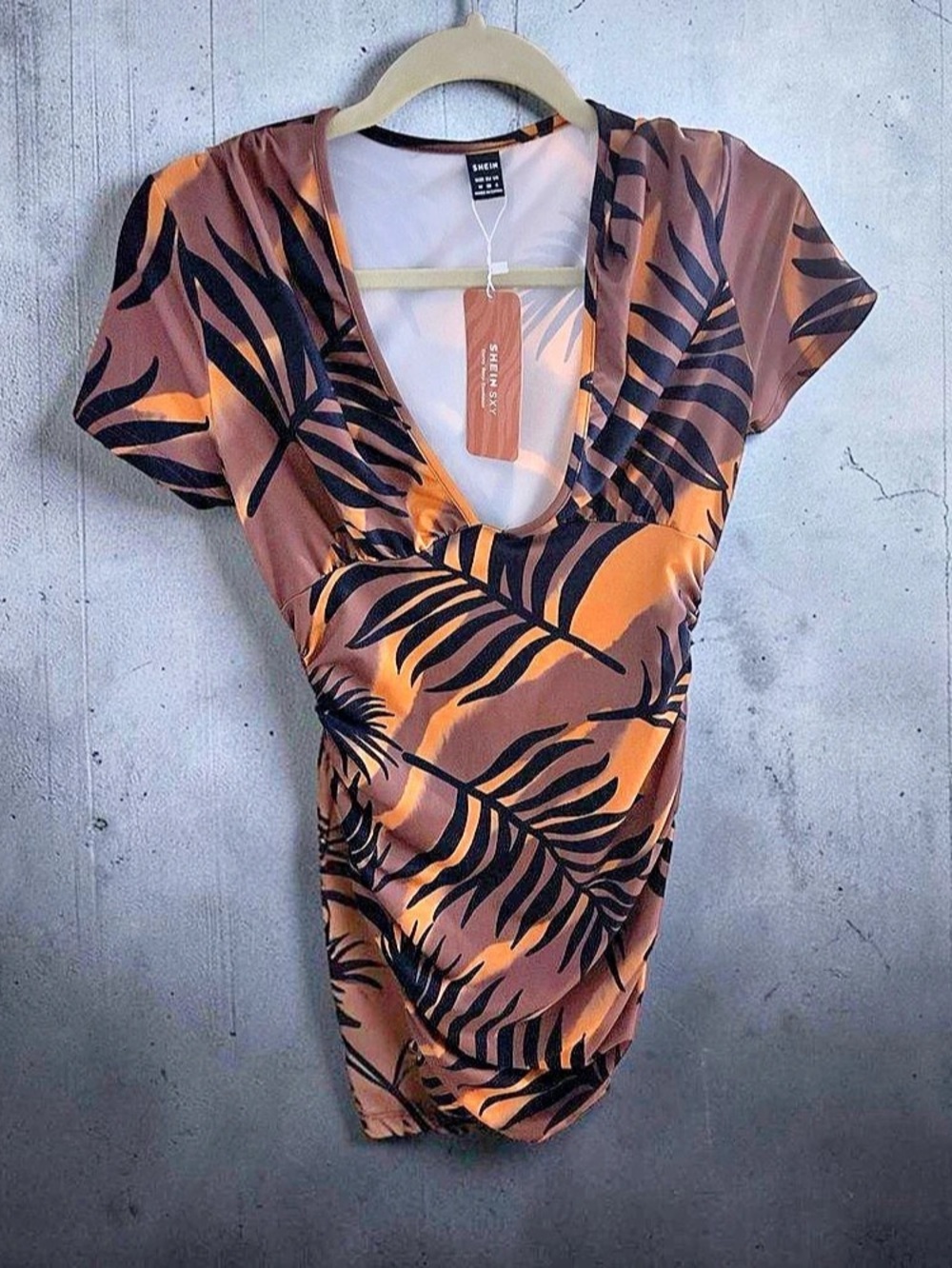 SHEIN Animal Print Bodysuit in Brown & Black Size Medium NWT